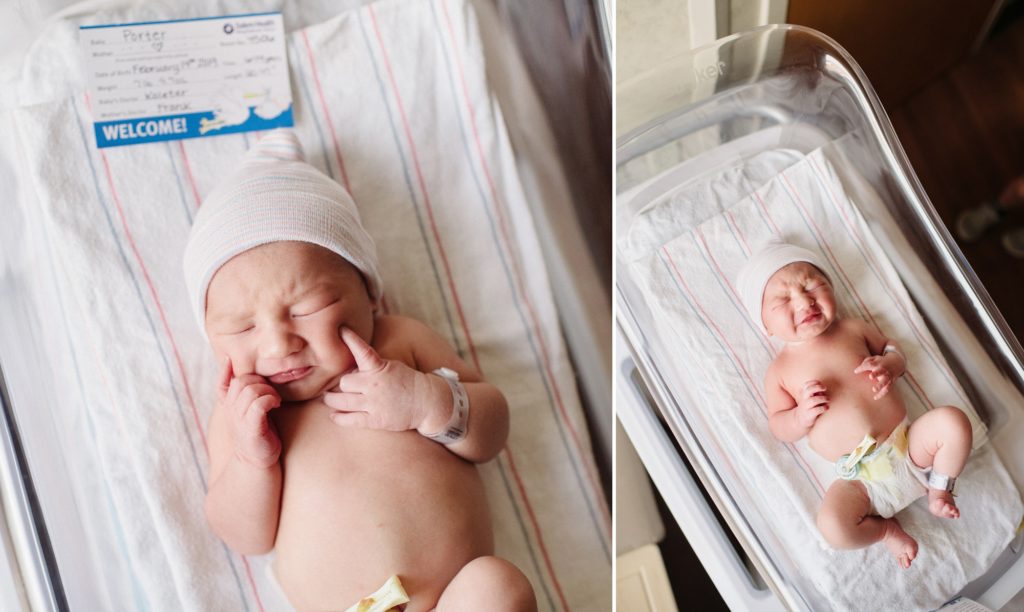 Newborn baby just born at hospital