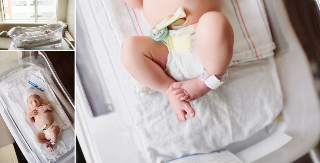 newborn baby feet with diaper on