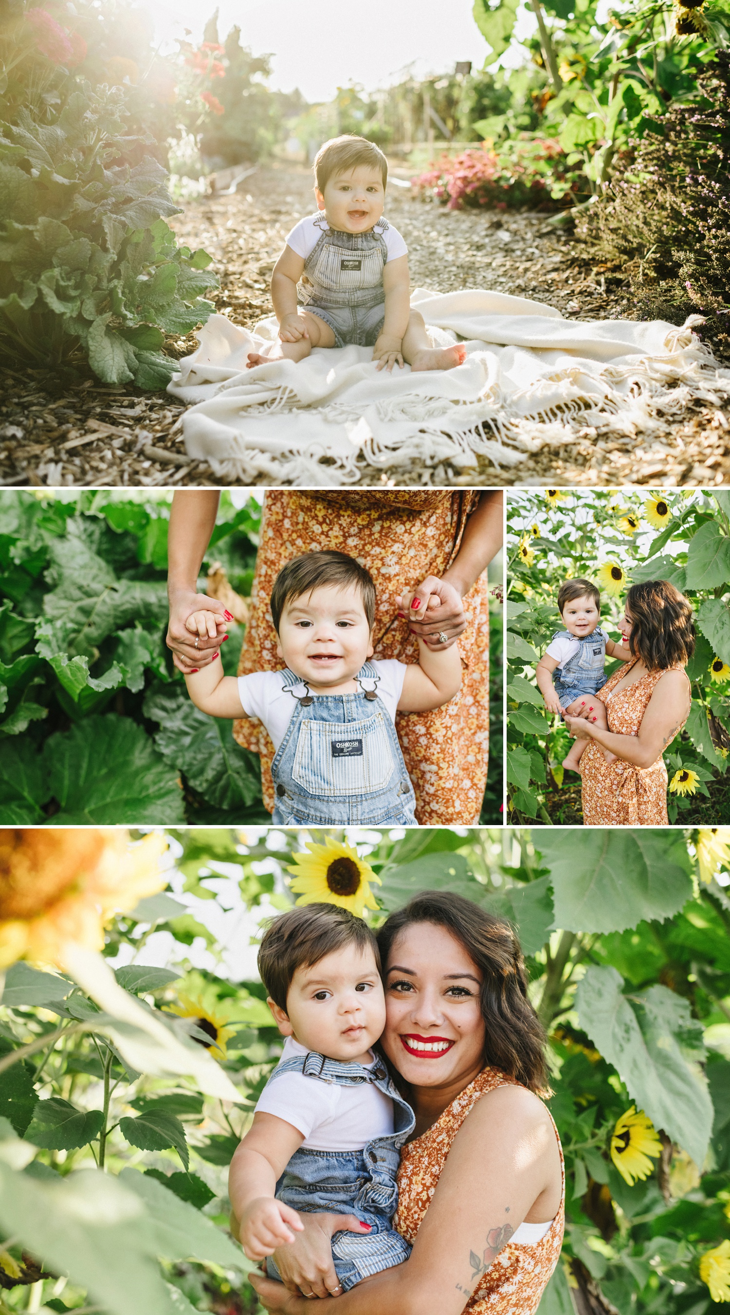 Sunflower Garden made a beautiful backdrop for nine-month baby milestone session | Arcadian Photography | Salem, Oregon