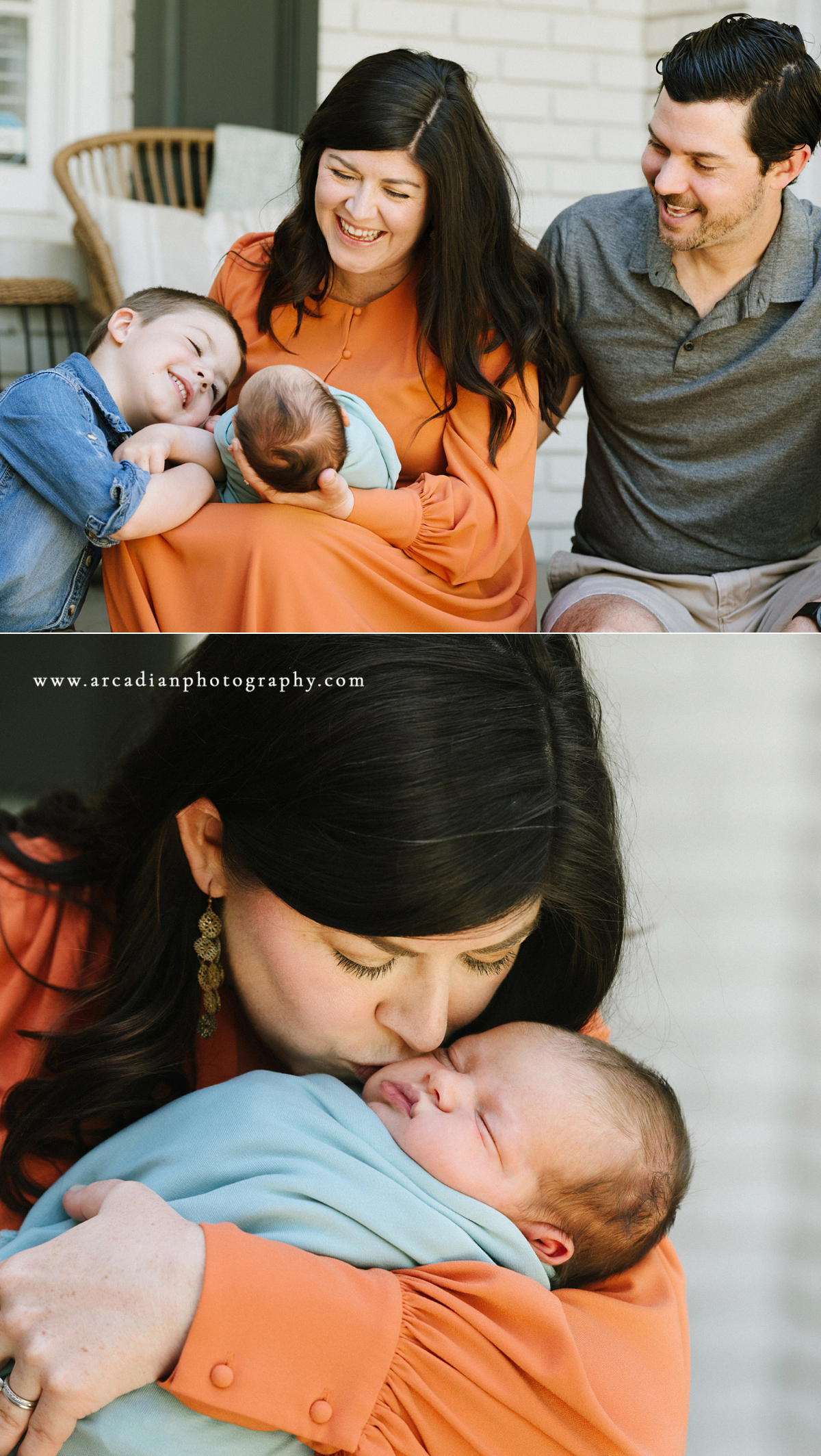 Front porch, socially distanced, newborn session in Oregon