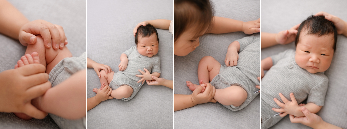 Incorporating older siblings in a newborn session.