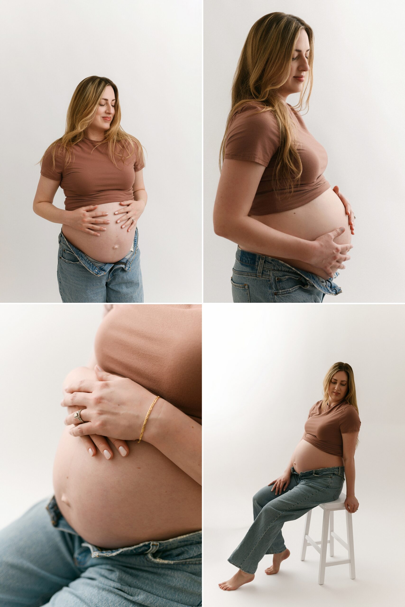 what to wear for maternity photos - jeans and t-shirt