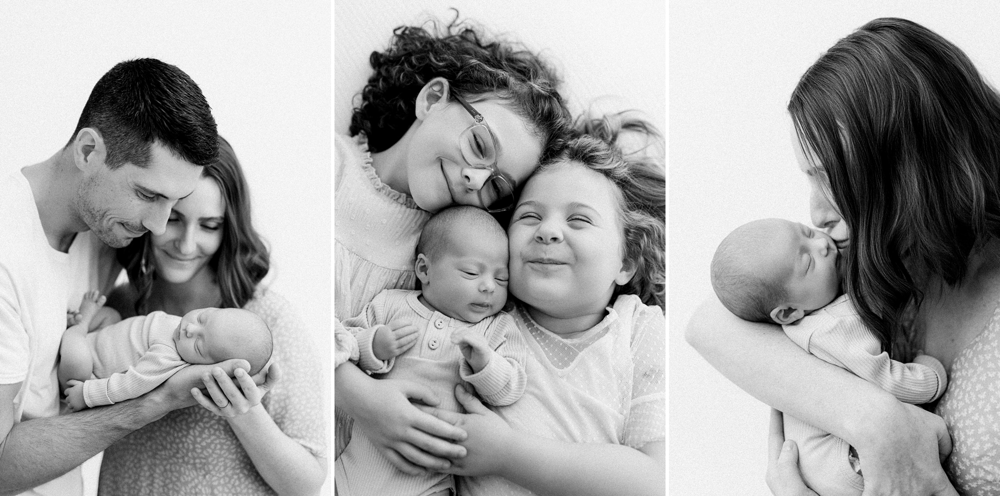 Family bonding with newborn baby.