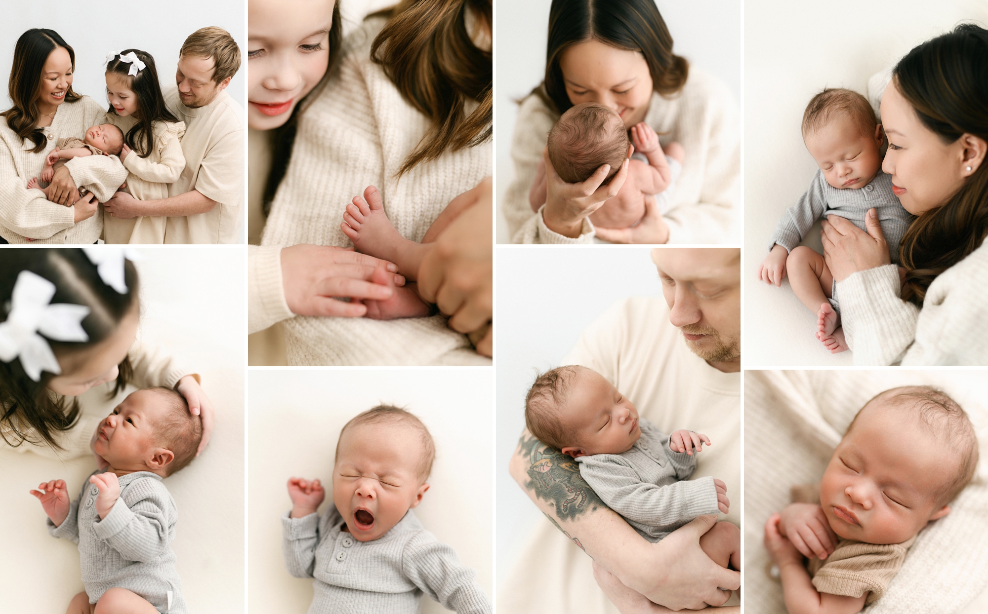 Newborn baby with family members, 2026 newborn photography trends.